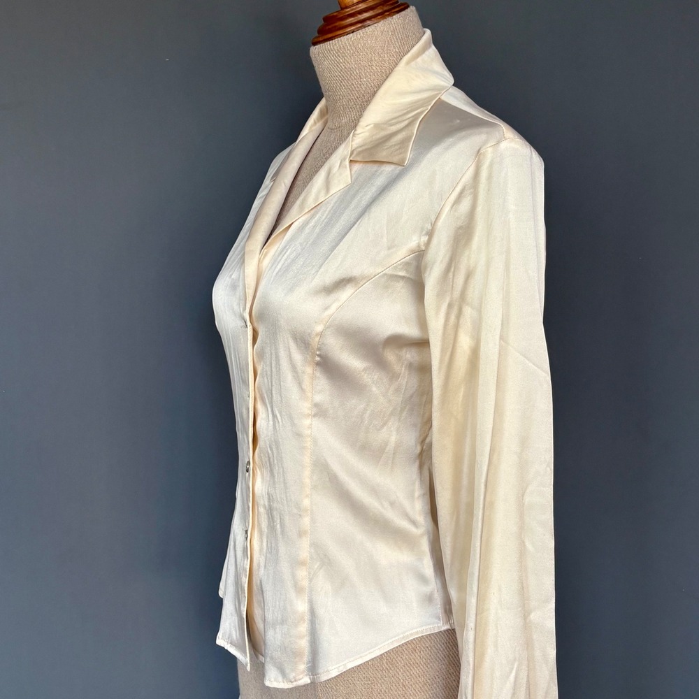 New w Tags - 1990s Todd Oldham Cream Silk Blouse | Size Small | Rare Deadstock - Picture 4 of 13